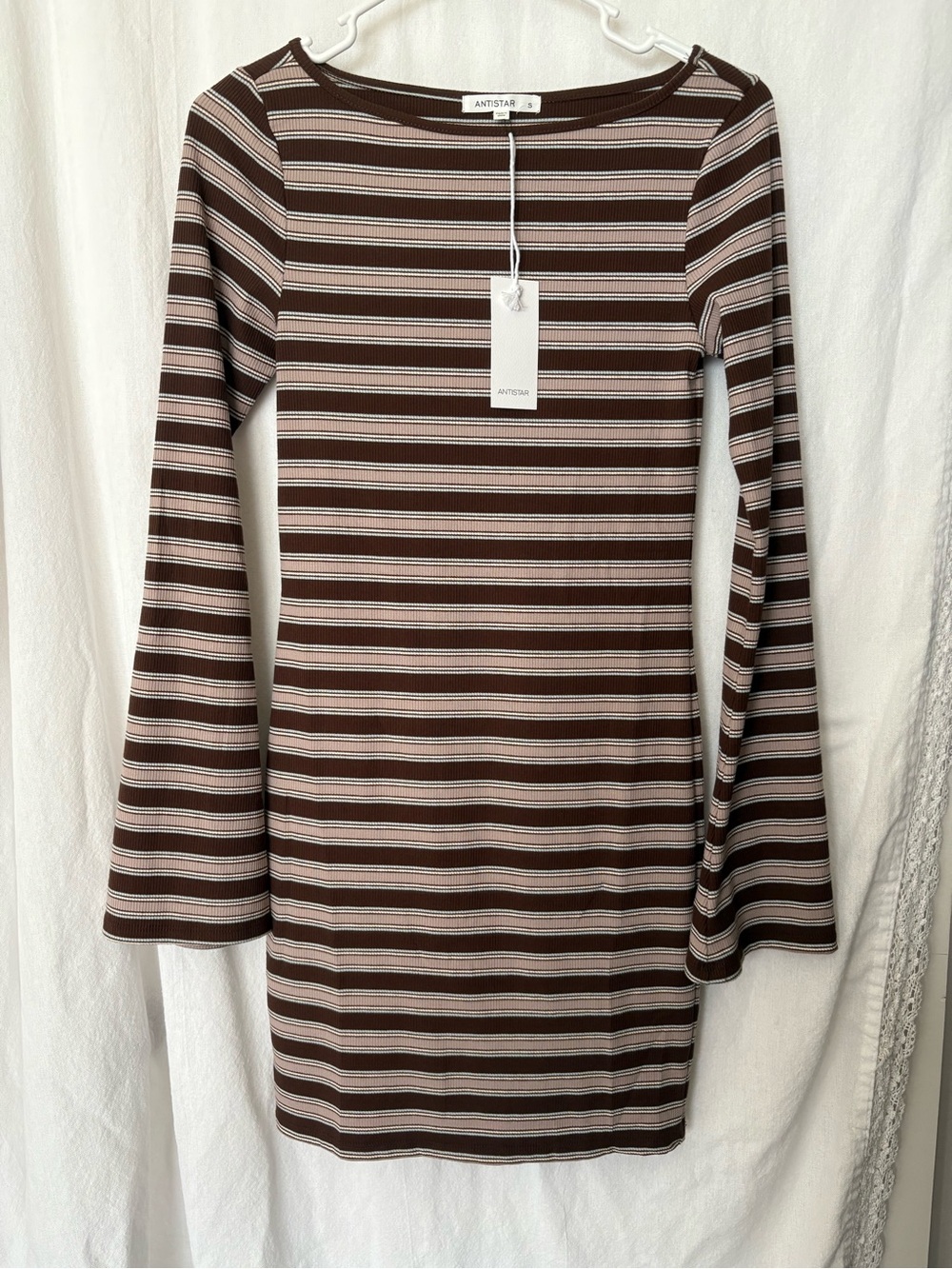 Antistar Brown & Cream Striped Mini Dress